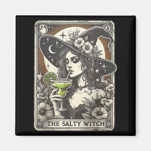 Aimant Queue de carte de tarot de la sorcière salée drôle (Devant)