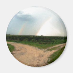 Aimant "Qui manière maintenant ?" Double arc-en-ciel aux