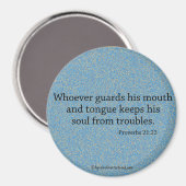 Aimant Quiconque garde sa bouche Citation de la Bible (Recto/Verso)