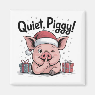 Aimant Quiet Piggy Christmas Santa hat Democratic