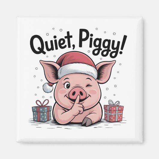 Aimant Quiet Piggy Christmas Santa hat Democratic  (Devant)