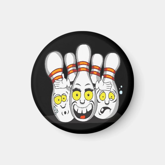 Aimant Quilles de bowling ravies, noires (Devant)