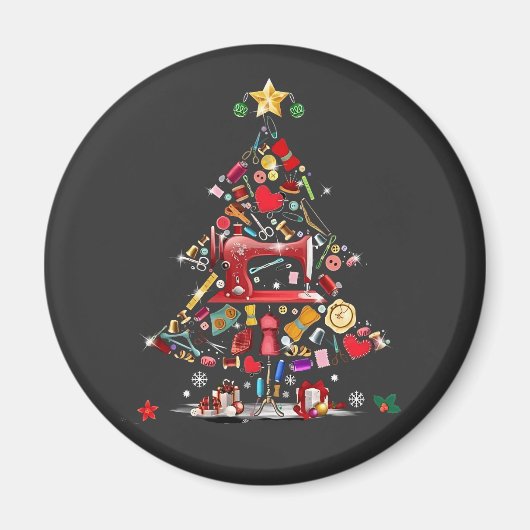 Aimant Quilter Merry Christmas Tree Quilt Block Quilting (Devant)