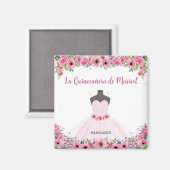 Aimant Quinceanera Florale Rose (Recto/Verso)