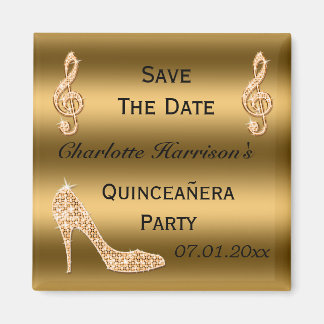 Aimant Quinceañera Glamour Enregistrer La Date Gold Stile