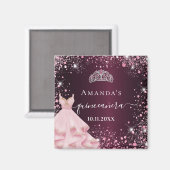 Aimant Quinceanera robe de tiare rose bordeaux (Recto/Verso)