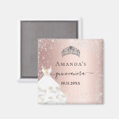 Aimant Quinceanera rose or tiara robe argent parties scin (Recto/Verso)