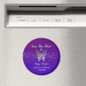 Aimant Quinceanera Violet Enregistrer La Date Invitation (In Situ (Lave-vaisselle))