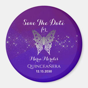 Aimant Quinceanera Violet Enregistrer La Date Invitation