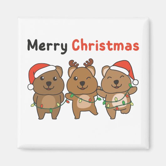 Aimant Quokka Christmas mignon Quokka Joyeux Noël Magne (Devant)
