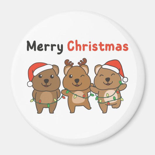 Aimant Quokka Christmas mignon Quokka Joyeux Noël Magne (Devant)