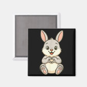 Aimant Rabbit Bunny Doing Heart With Hands Valentines Day (Recto/Verso)