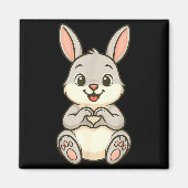 Aimant Rabbit Bunny Doing Heart With Hands Valentines Day (Devant)