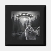 Aimant Rabbit Selfie With Ufo - Funny Bunny Graphic Alien (Devant)