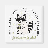 Aimant Raccoon boire matcha club drôle animal kawaii (Devant)