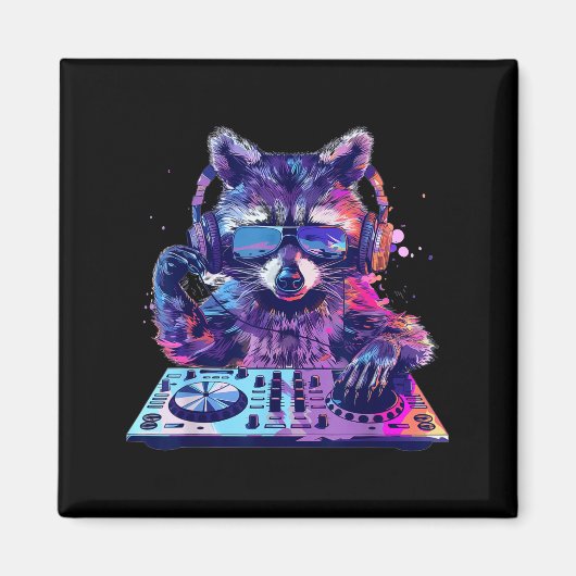 Aimant Raccoon Dj Edm Techno House Music Funny Animal Lov (Devant)