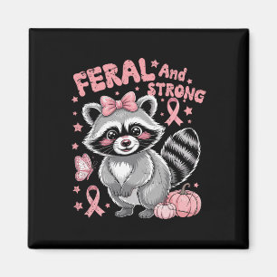 Aimant Raccoon Feral Et Fort Pink Ribbon Cancer Du Sein