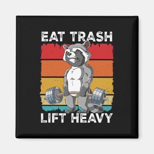 Aimant Raccoon Gym Weight Training Manger Trash Lift Heav (Devant)