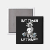 Aimant Raccoon Gym Weight Training Manger Trash Lift Lour (Recto/Verso)