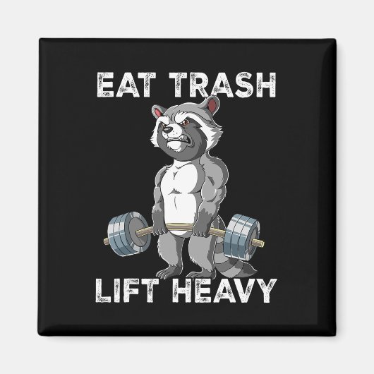 Aimant Raccoon Gym Weight Training Manger Trash Lift Lour (Devant)