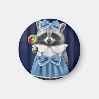 Aimant Raccoon in Blue Dress