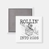 Aimant Raccoon Rolling Into 2026 Happy New Year 2026  (Recto/Verso)