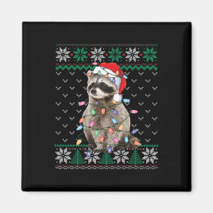 Aimant Raccoon Santa Hat Noël Vilain Sweater Animaux L