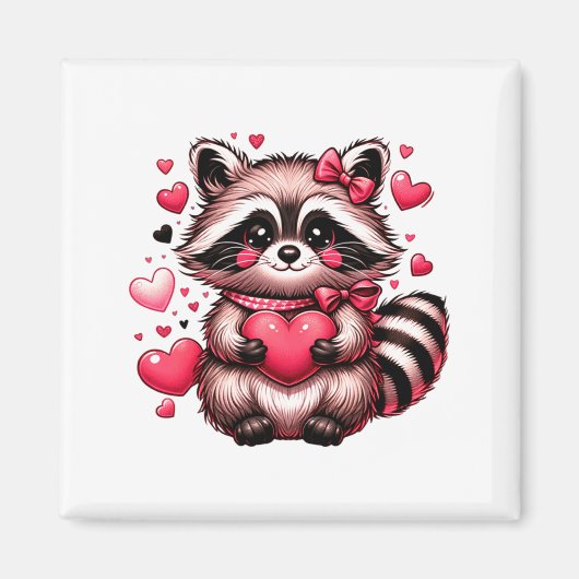 Aimant Raccoon Valentine Hearts  (Devant)