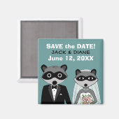 Aimant Raccoons mariage Enregistrer la date (Recto/Verso)