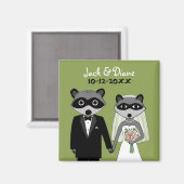 Aimant Raccoons Mariage mariée et groom avec texte person (Recto/Verso)