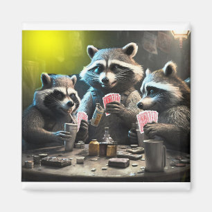 Aimant Raccoons playing poker