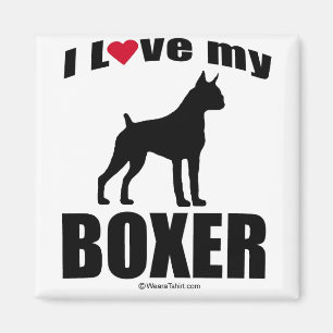 AIMANT "RACE DE CHIEN" - BOXEUR - "J'AIME MON BOXEUR "