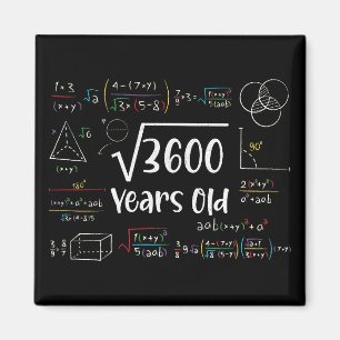 Aimant Racine carré de 3600 60e anniversaire 60 ans Cadea