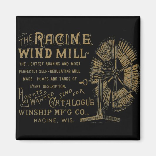 Aimant Racine Wind Mill Racine Wisconsin 1889 (Devant)