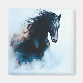 Aimant Racing Black Horse Portrait Minimalist (Devant)