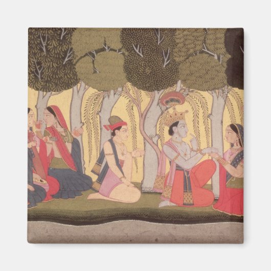 Aimant Radha et Krishna assis dans un bosquet, Kulu (Devant)