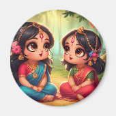 Aimant Radha Rani souriant mignon avec un ami (Devant)