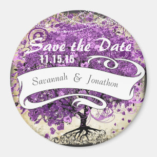 Aimant Radiant Violet Romantique Mariage de la feuille de