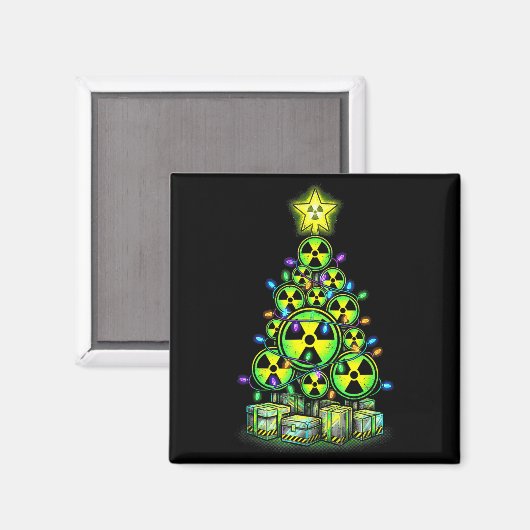 Aimant Radioactive Christmas Tree Graphic Nuclear Warning (Recto/Verso)