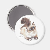 Aimant Ragdoll cat par Artist GV Hemmings (Recto/Verso)