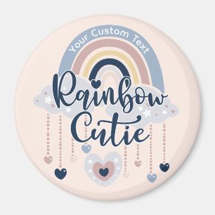 Aimant Rainbow Cutie and Hearts Girl or Boy Custom Text B