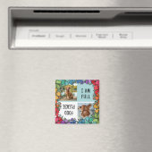 Aimant Rainbow Floral Frame Chien Fed Photo (In Situ (Lave-vaisselle))