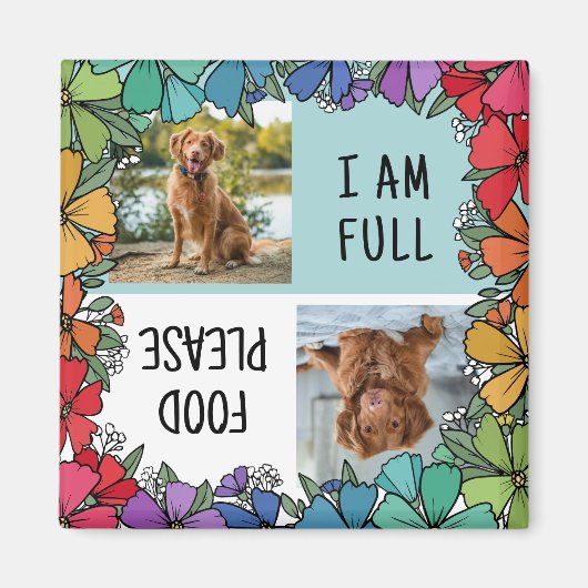 Aimant Rainbow Floral Frame Chien Fed Photo (Devant)