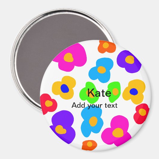 Aimant Rainbow flower pride amour ajouter nom texte lqbtq (Recto/Verso)