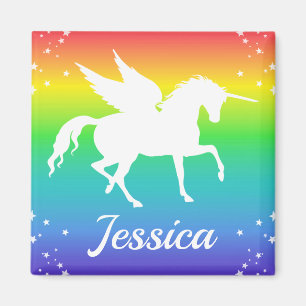 Aimant Rainbow Gradient and Unicorn Silhouette with Stars