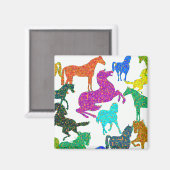 Aimant Rainbow Horses - "Dotty about Horses !" (Recto/Verso)