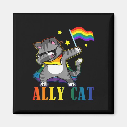 Aimant Rainbow Lgbt Fierté lesbienne Dabbing Chat (Devant)