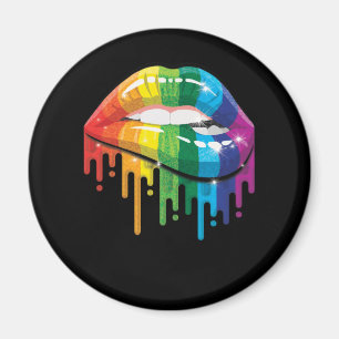 Aimant Rainbow Lips Pride Gay Lesbian LGB Cadeau