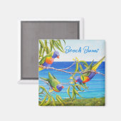 Aimant Rainbow Lorikeet Beachy Blue Art Australie (Recto/Verso)