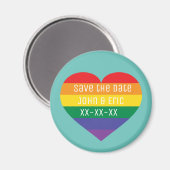 Aimant Rainbow Pride Heart Enregistrer la date (Recto/Verso)